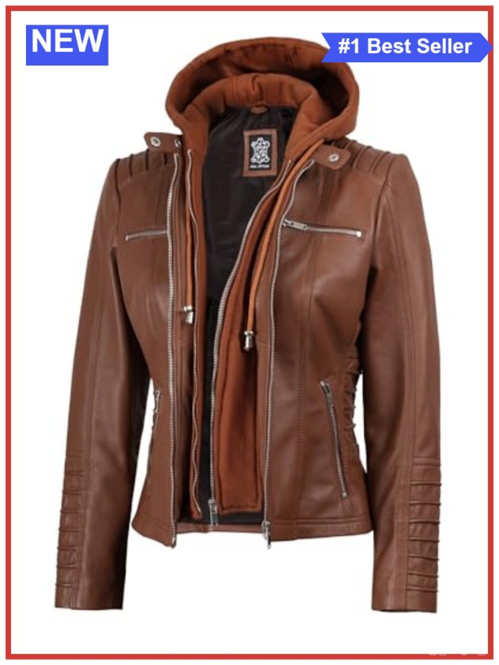 Lambskin Leather Hooded Jacket Detachable Hood Women's Coat
